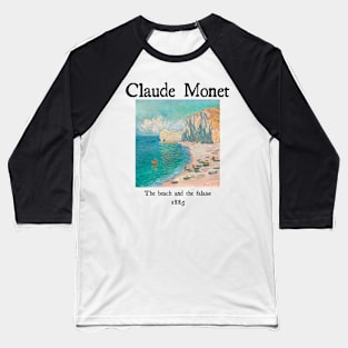 The beach and the falaise by Claude Monet Baseball T-Shirt